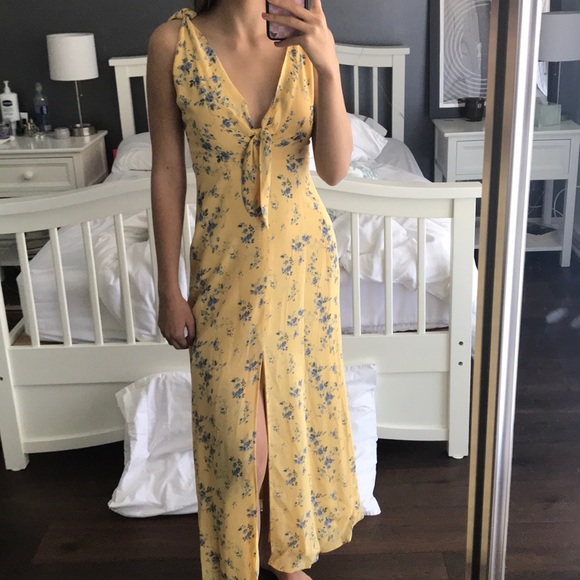 reformation yellow floral dress